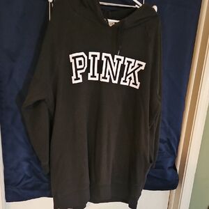 PINK Victoria's Secret Black Long Hoodie Dress